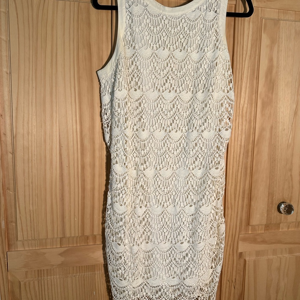 LOFT Cream Lace Midi Dress